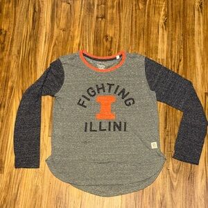 Pressbox women’s large shirt long sleeve Illinois football Gray blue orange
